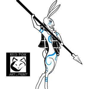 celtic rabbit in blue war paint