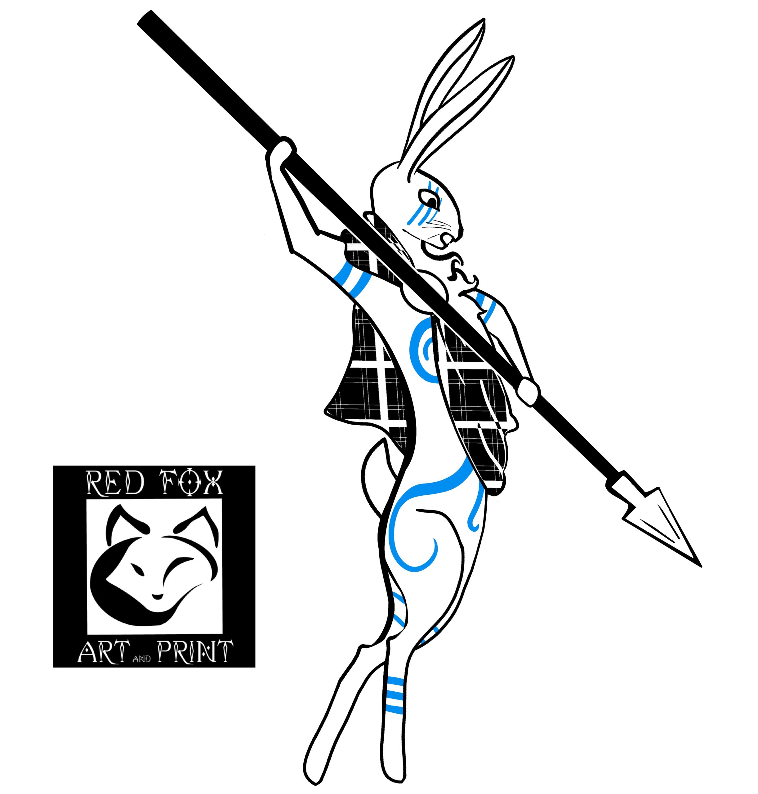 celtic rabbit in blue war paint