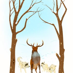 deer hunted by wolves