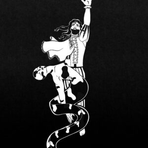 man with mermaid swimming to surface